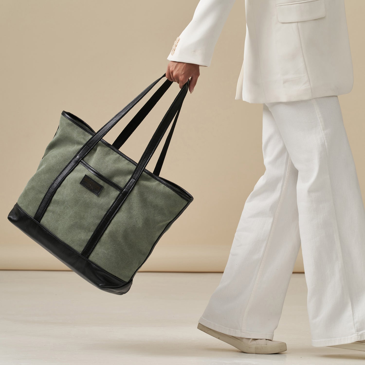 Safari Canvas & Leather Two-Tone Tote Bag