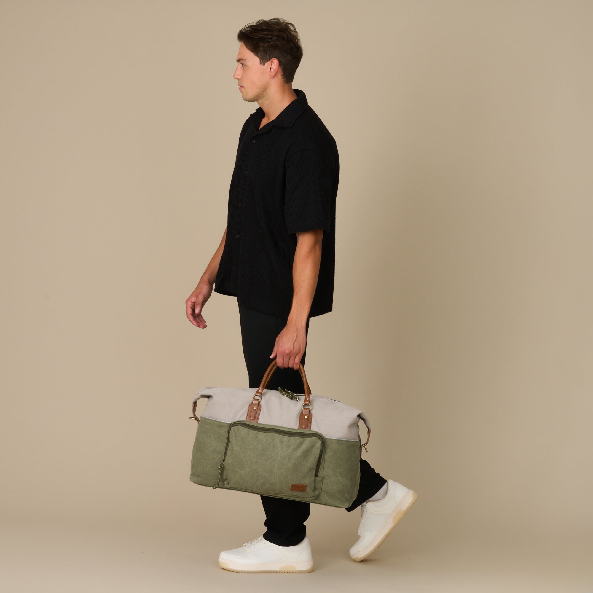 Dallas Two-tone Premium Canvas and Leather Weekend Bag - Woodstock Leather