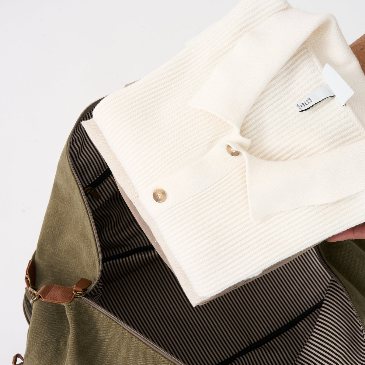 Kingsley Double Layer Canvas and Leather Duffel with Shoe Compartment - Woodstock Leather