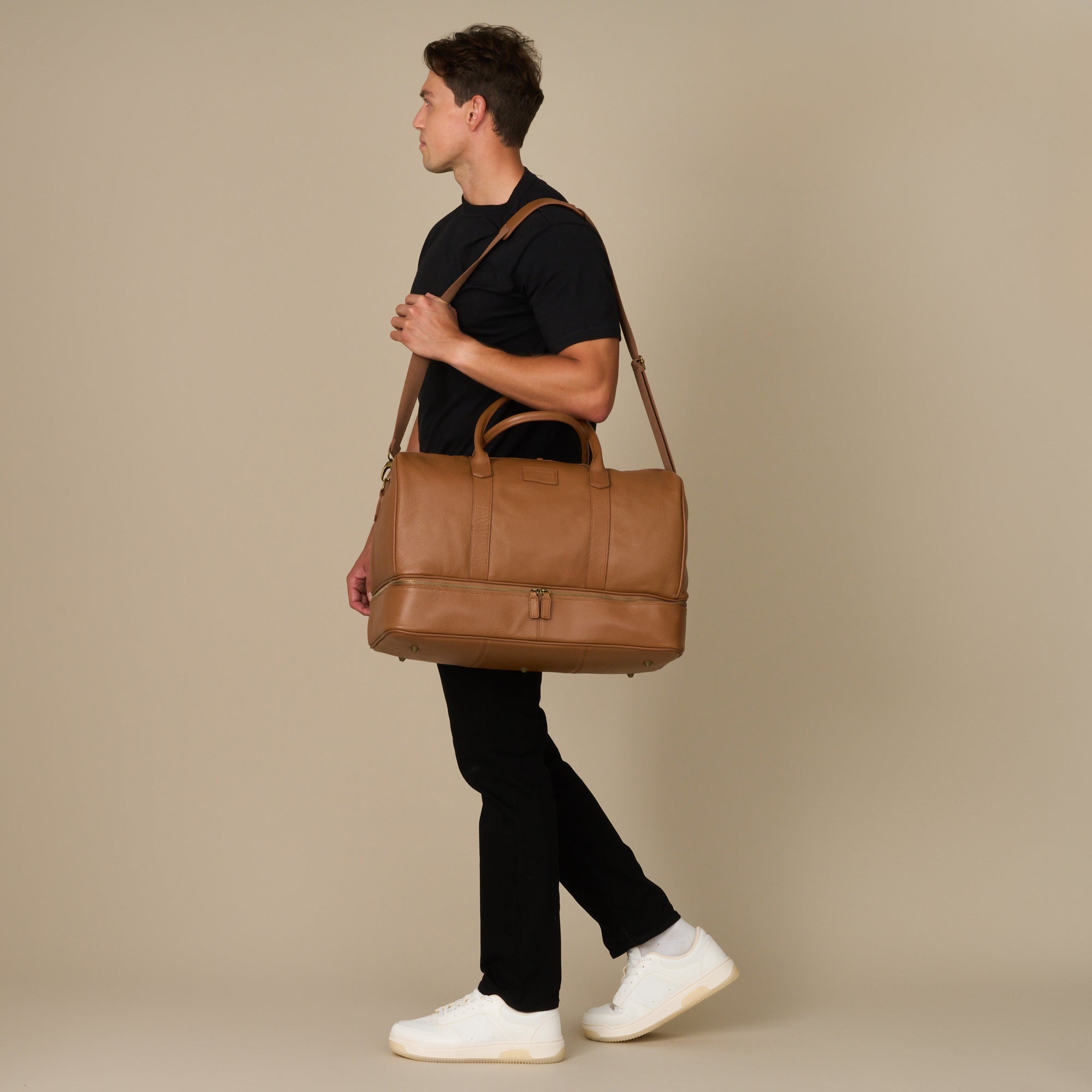 Sterling Double-Layered Weekend Bag With Shoe Compartment - Woodstock Leather