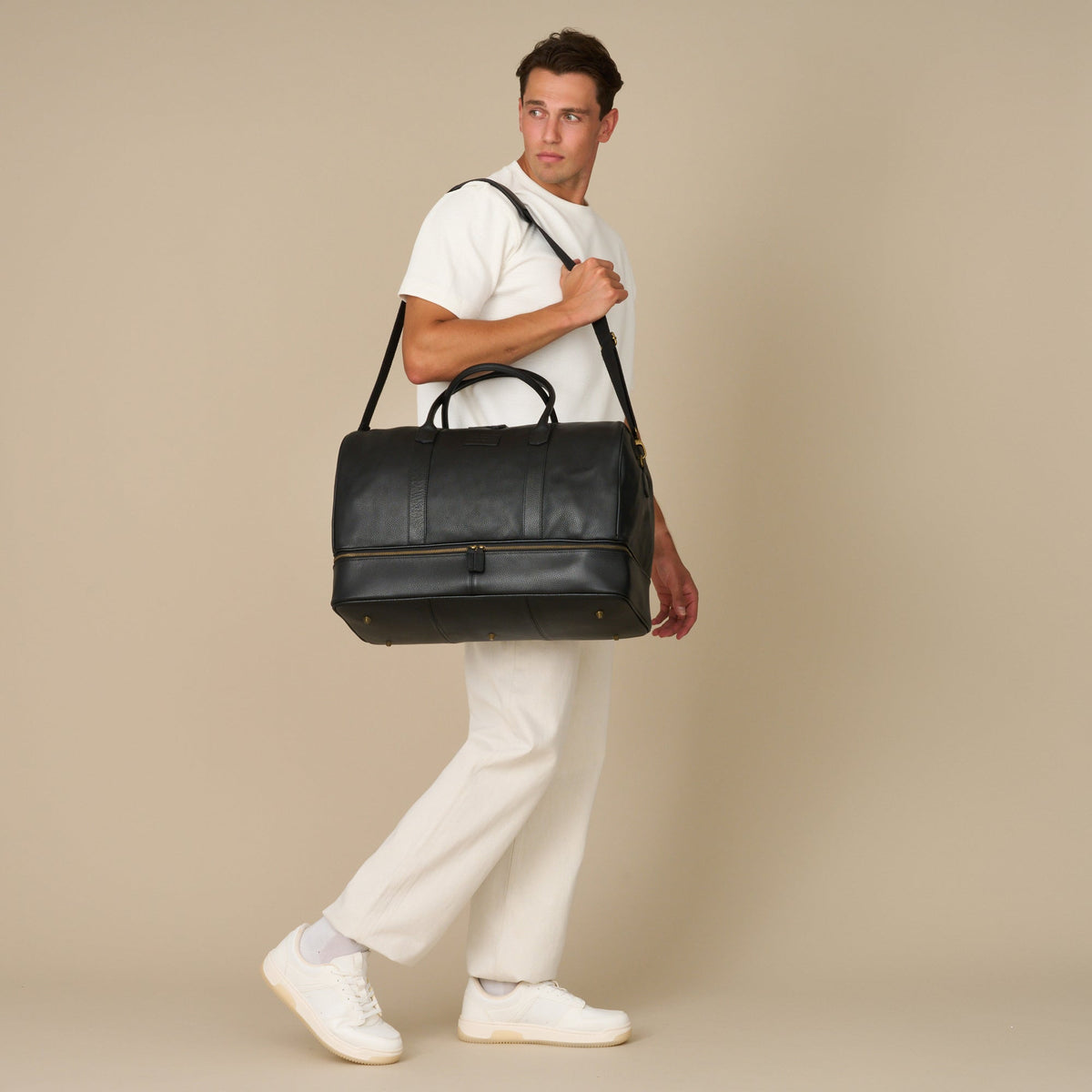 Sterling Double-Layered Weekend Bag With Shoe Compartment - Woodstock Leather