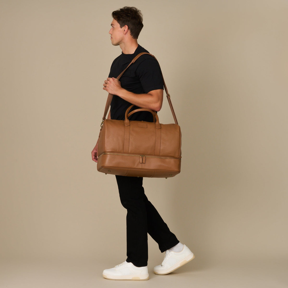 Sterling Double-Layered Weekend Bag With Shoe Compartment - Woodstock Leather