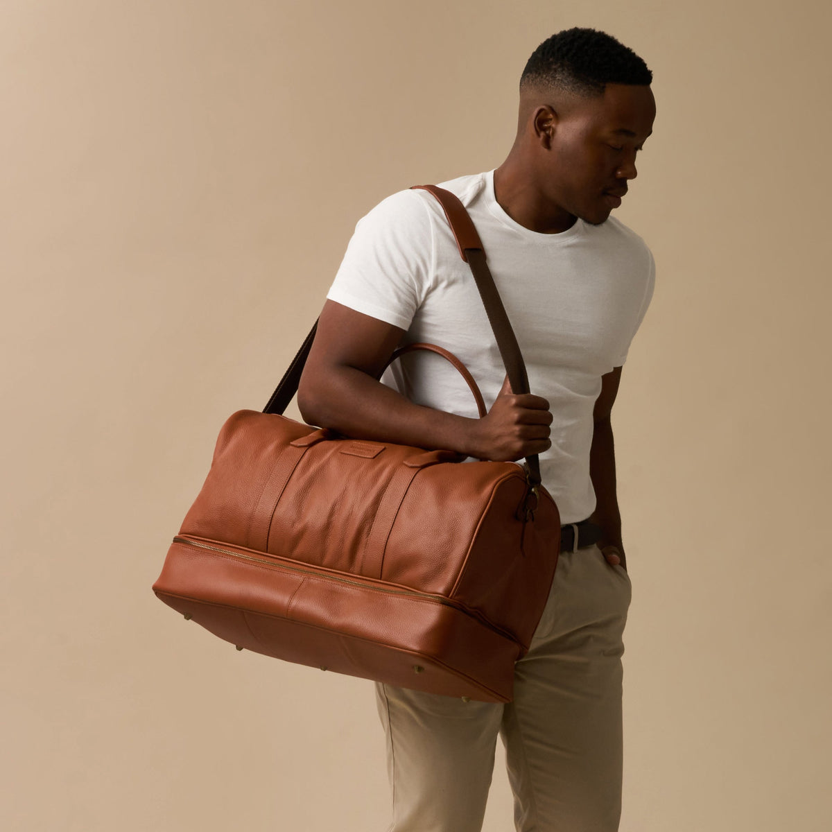 Sterling Double-Layered Weekend Bag With Shoe Compartment - Woodstock Leather
