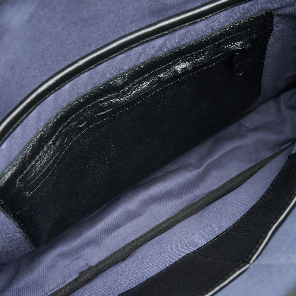 Internal view of 15" Genuine Leather Laptop Bag - Black | Woodstock Leather