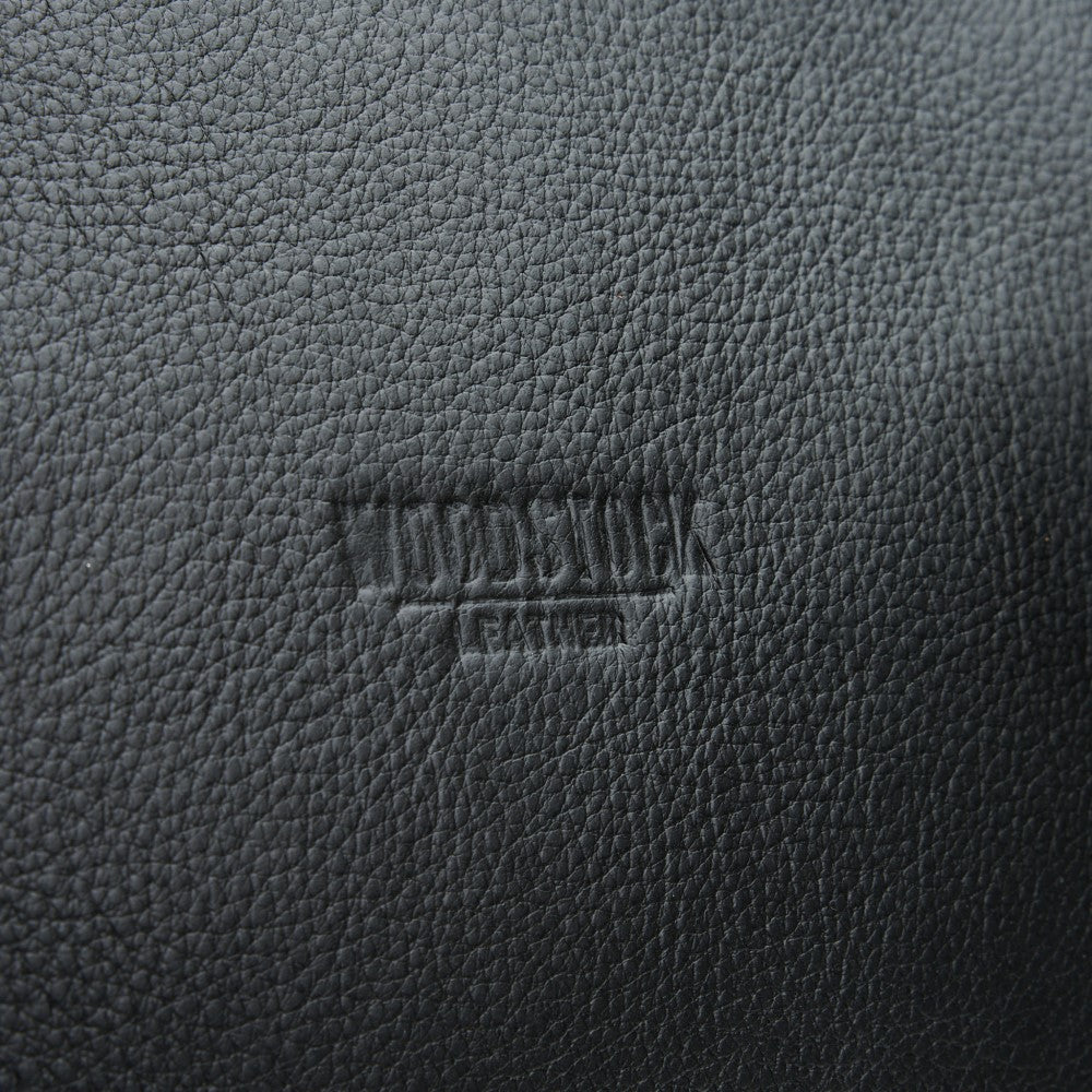 Branding on 15" Genuine Leather Laptop Bag - Black | Woodstock Leather