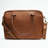 Front view of 15" Genuine Leather Laptop Bag - Pecan | Woodstock Leather with strap