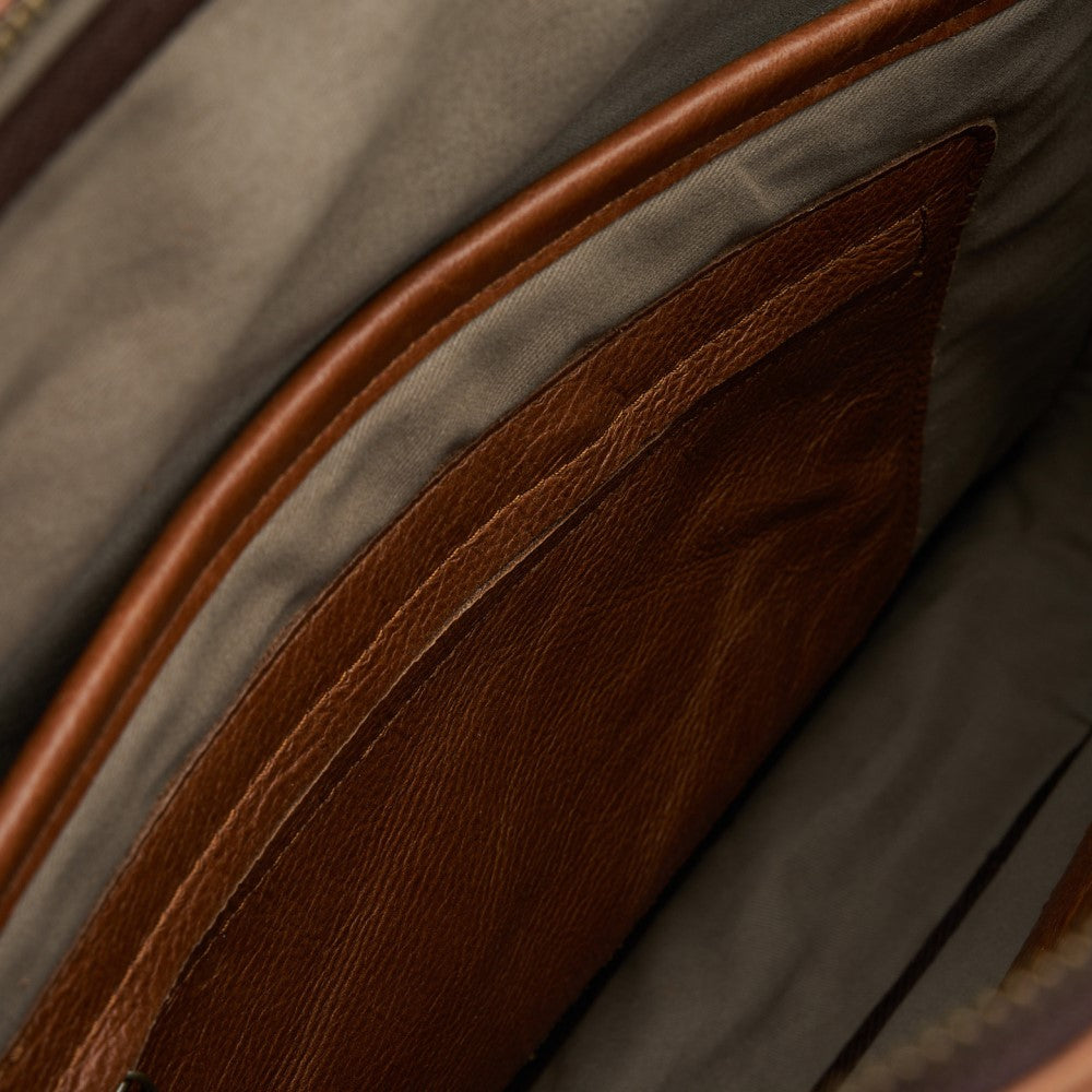 Internal view of 15" Genuine Leather Laptop Bag - Pecan | Woodstock Leather