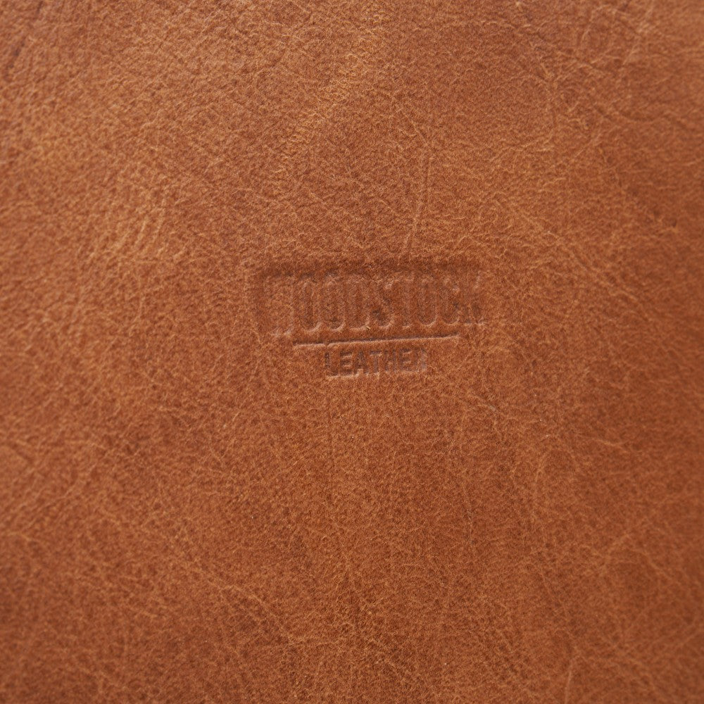 Branding on 15" Genuine Leather Laptop Bag - Pecan | Woodstock Leather