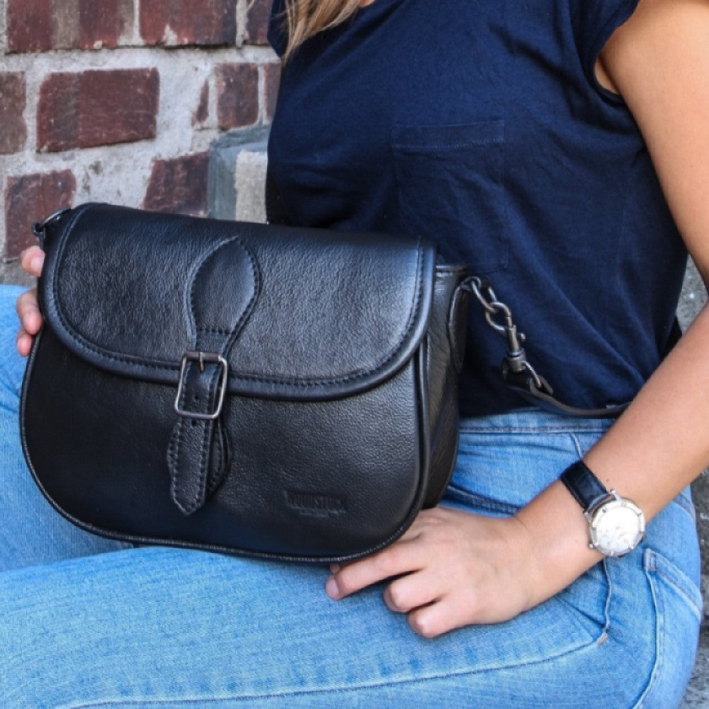 Amelia Saddle Bag on woman&