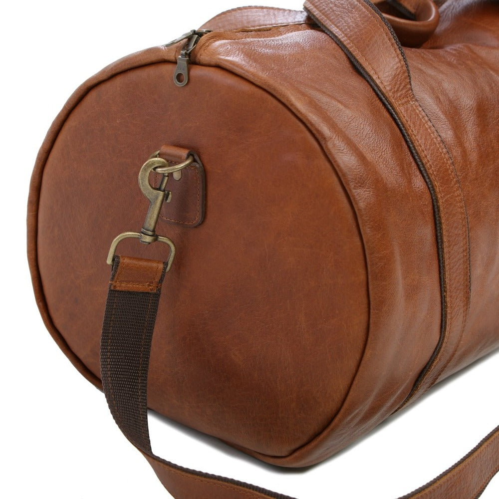 External side view of Ashton Duffel Bag-Pecan