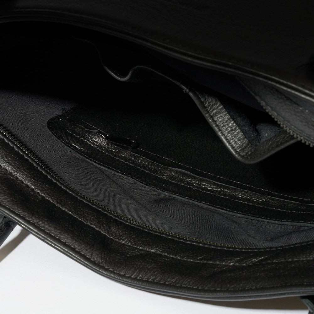 Interior view of zippered compartment  inside of Blake Tote Bag - Black