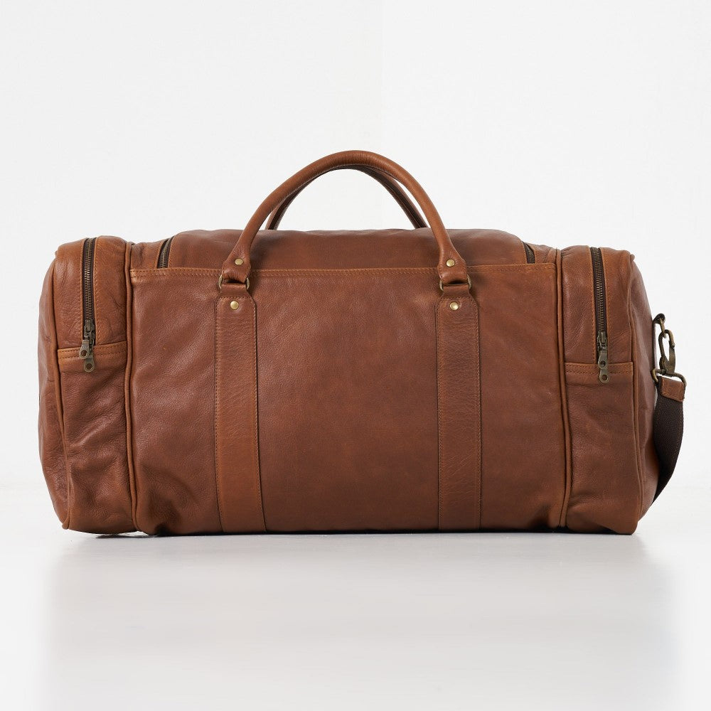 Full back view of Finn Old School Duffel Bag - Pecan
