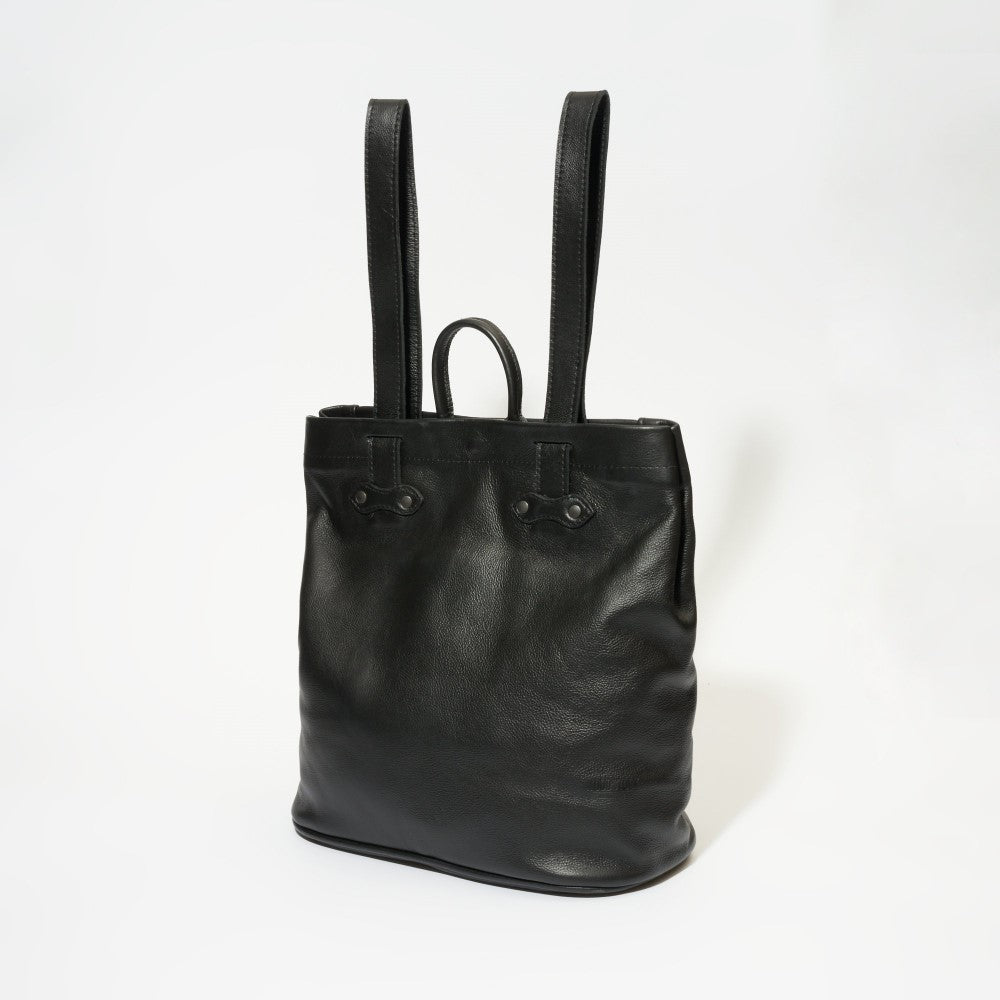 Front view with straps on Haley Backpack-Black