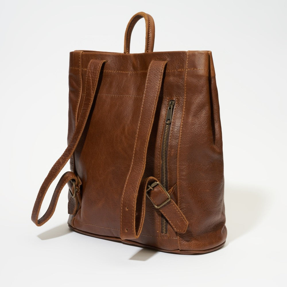 Back view of Haley Backpack-Pecan with straps