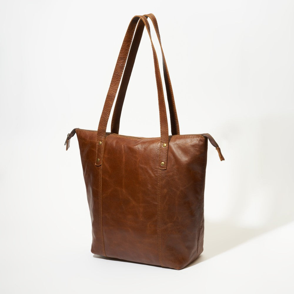 Back view of Helena Tote Bag-Pecan