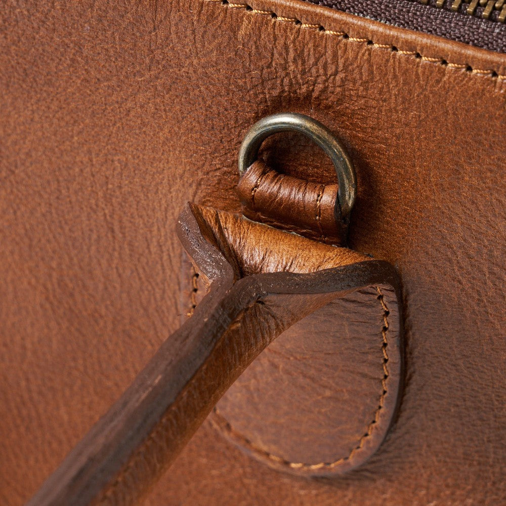 Handle attachment on Lined Lexi Work Bag - Pecan