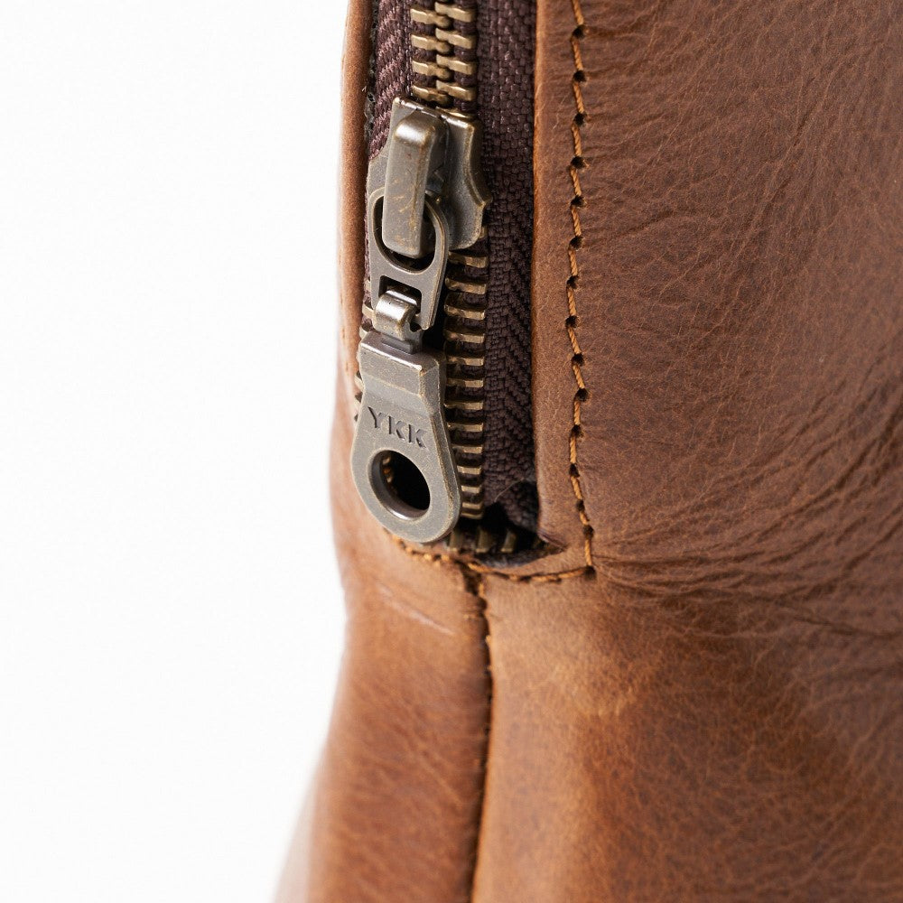 Zipper and slider on Lined Lexi Work Bag - Pecan