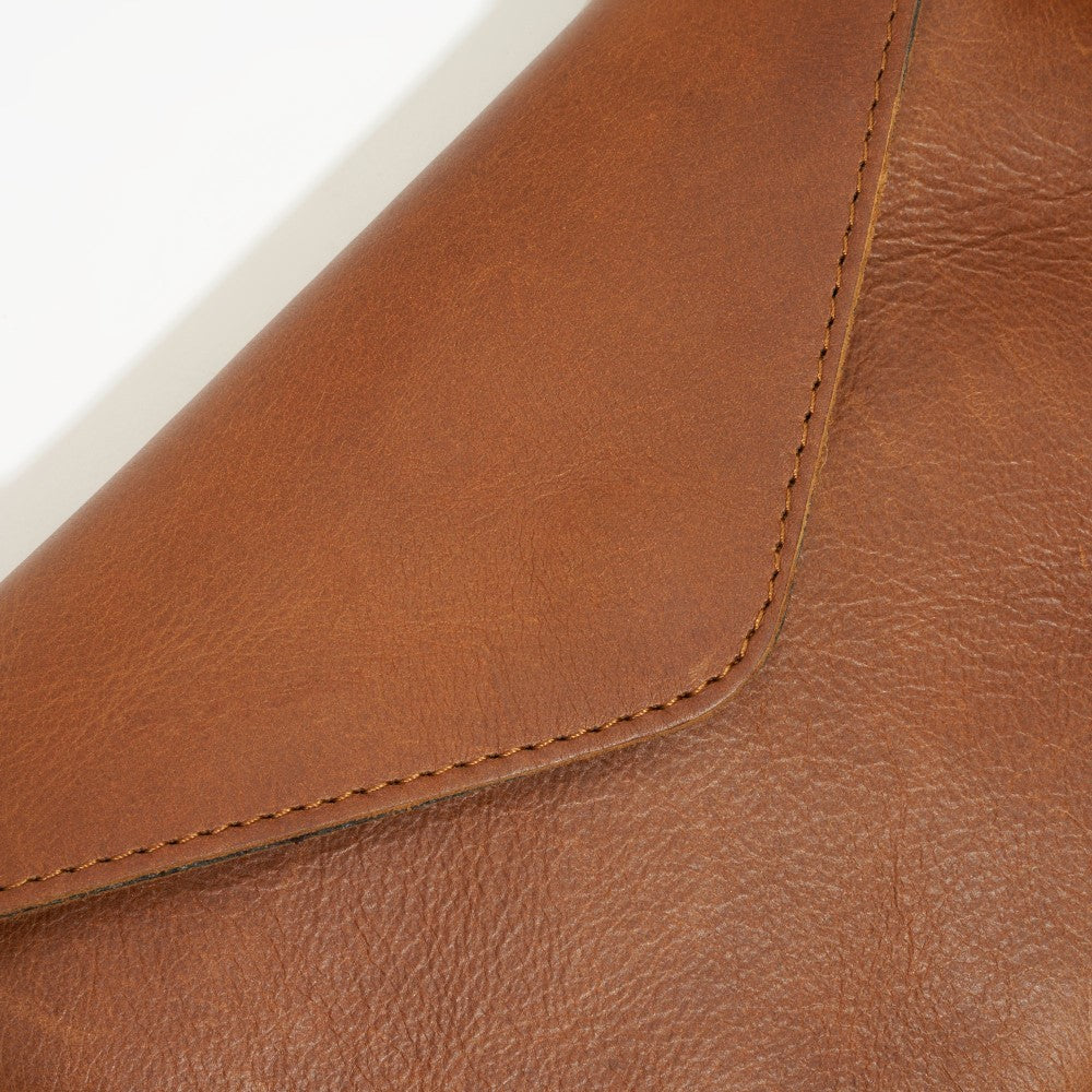 Envelope style flap closure on Marley Clutch Bag - Pecan