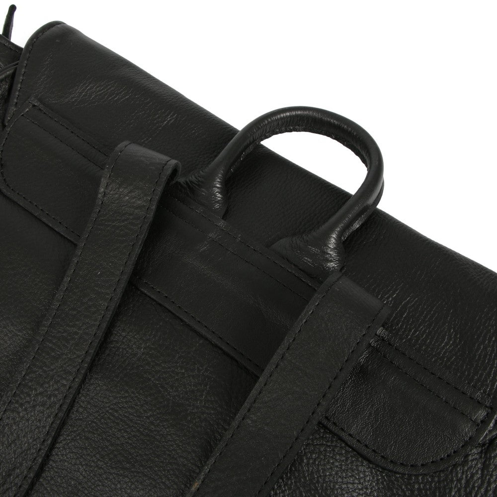 Back view of handle and straps on Peyton 15" Laptop Backpack - Black