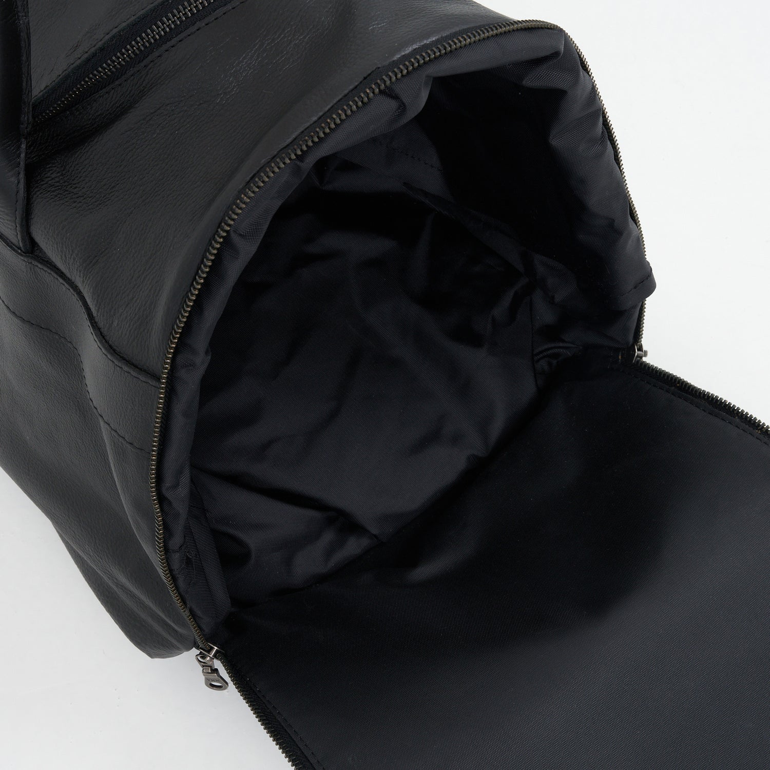 Sneaker compartment on Black Genuine Leather Sports Duffel Bag with Waterproof Lining & Sneaker Compartment
