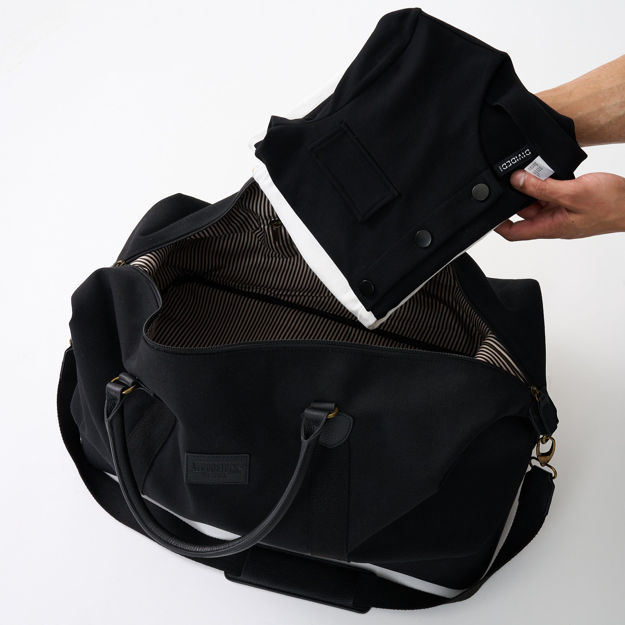 Kingsley Double Layer Canvas and Leather Duffel with Shoe Compartment