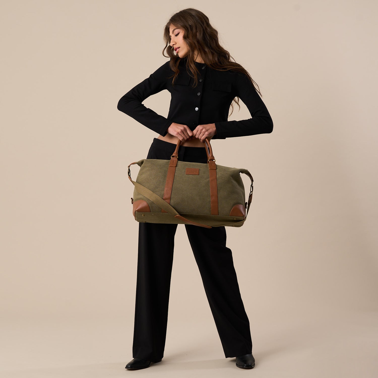 Leather and Canvas Oxford Duffel Bag