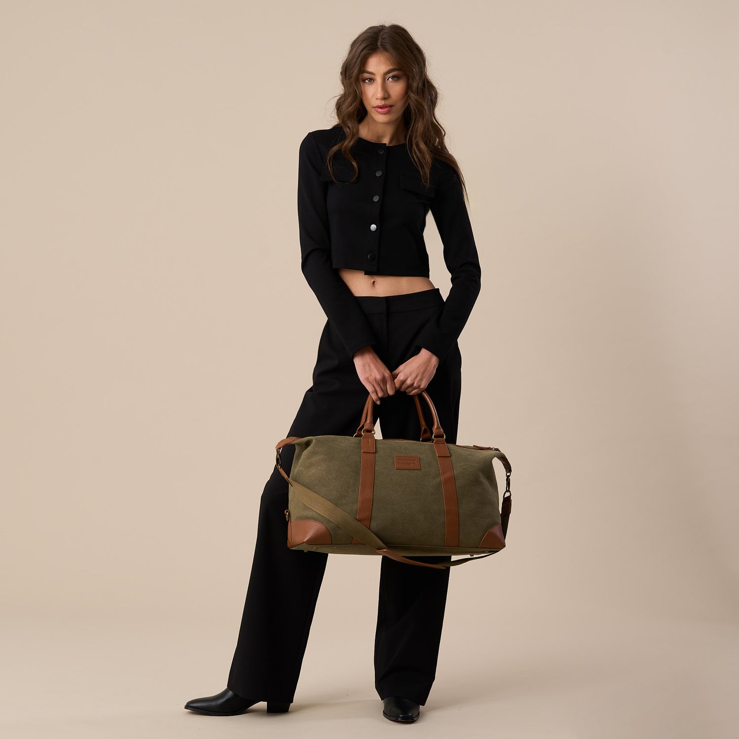 Leather and Canvas Oxford Duffel Bag