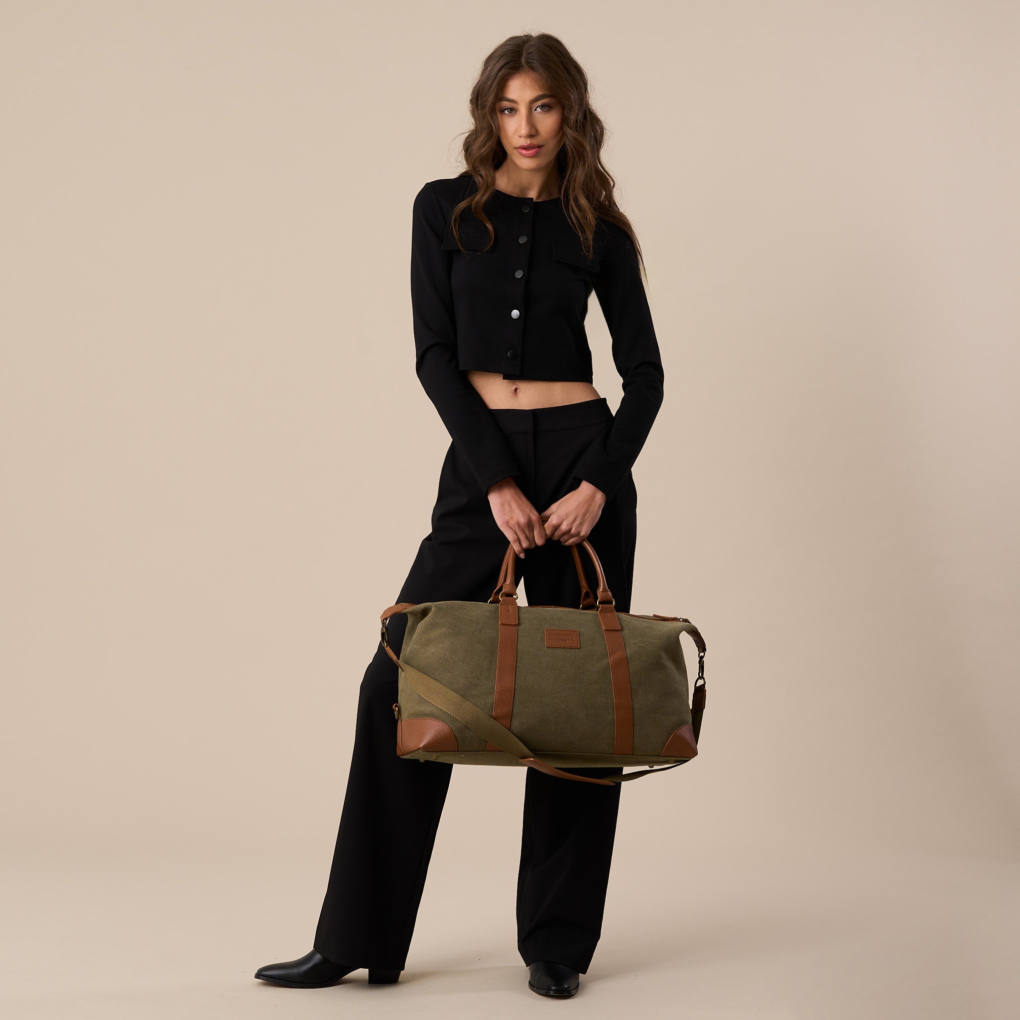 Leather and Canvas Oxford Duffel Bag