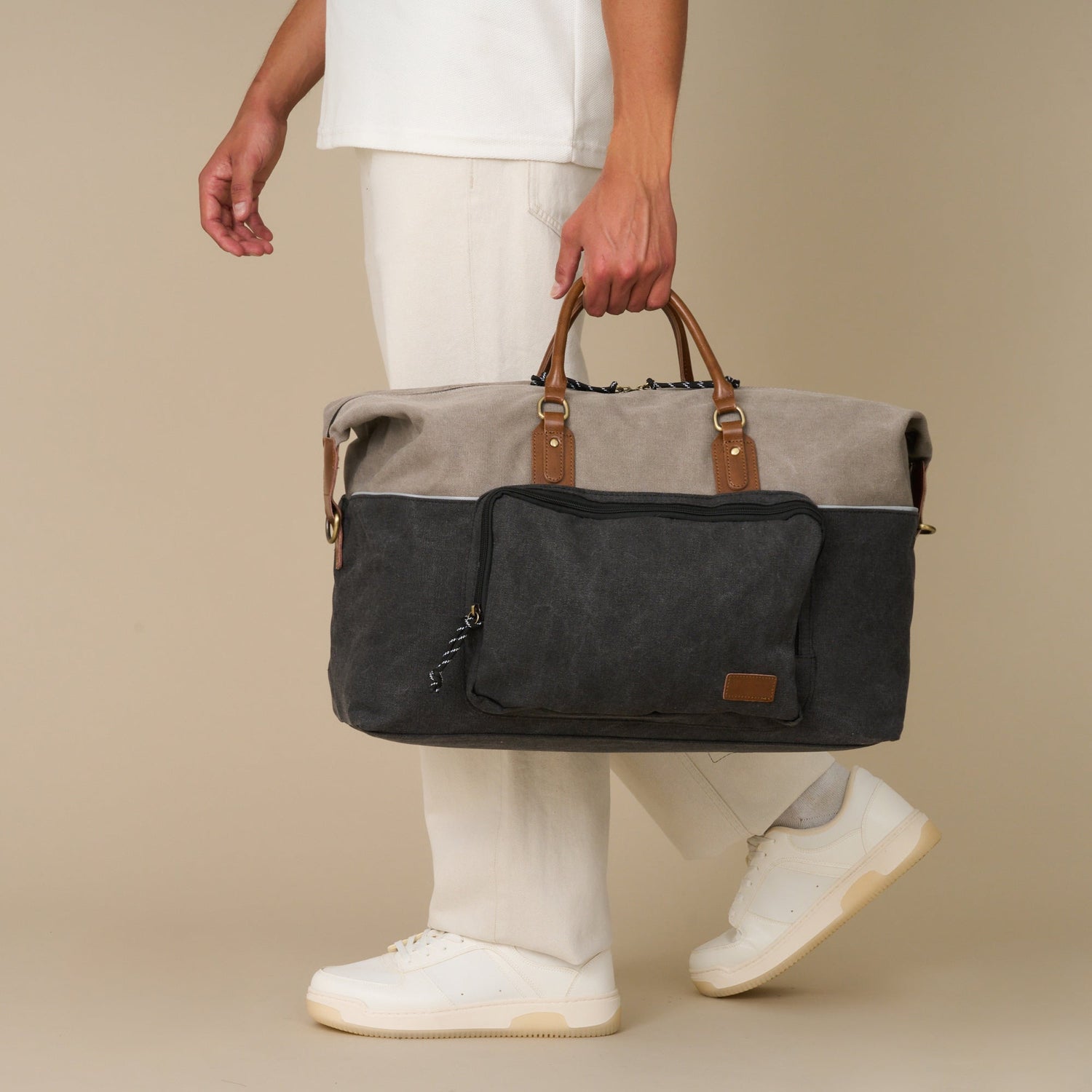 Dallas Two-tone Premium Canvas and Leather Weekend Bag - Woodstock Leather