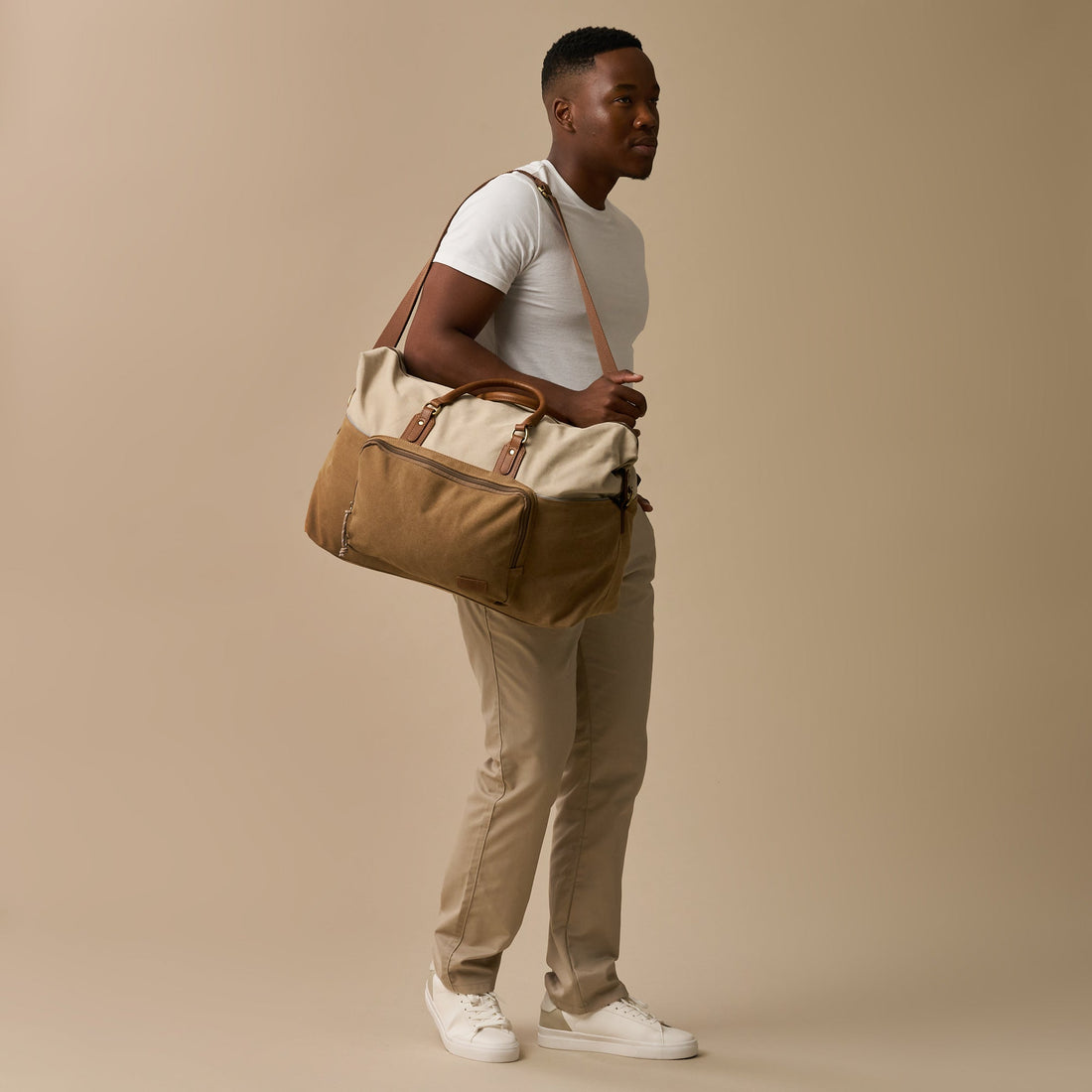 Dallas Two-tone Premium Canvas and Leather Weekend Bag - Woodstock Leather