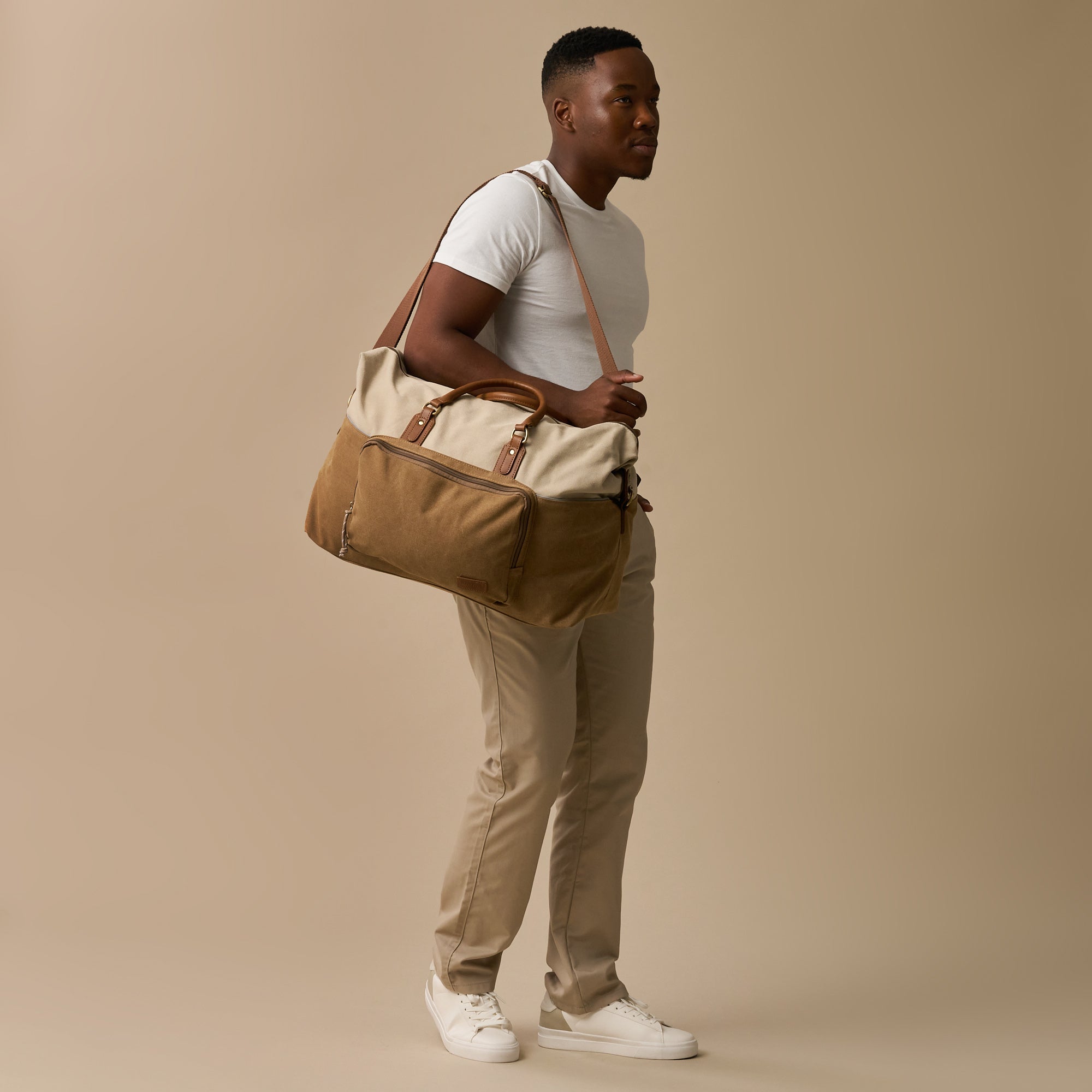 Dallas Two-tone Premium Canvas and Leather Weekend Bag - Woodstock Leather