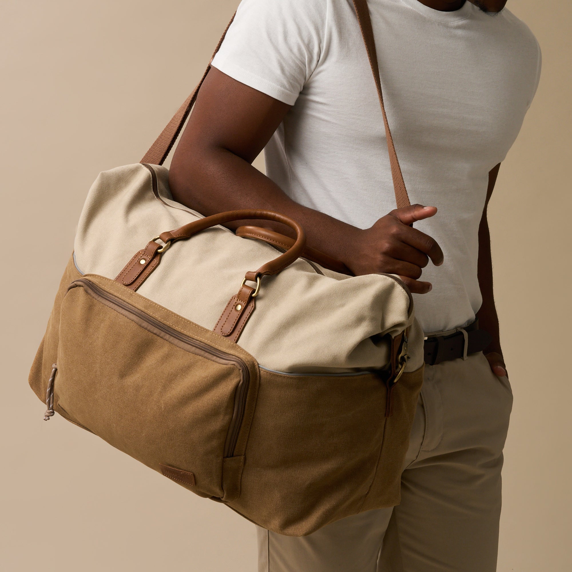 Dallas Two-tone Premium Canvas and Leather Weekend Bag - Woodstock Leather