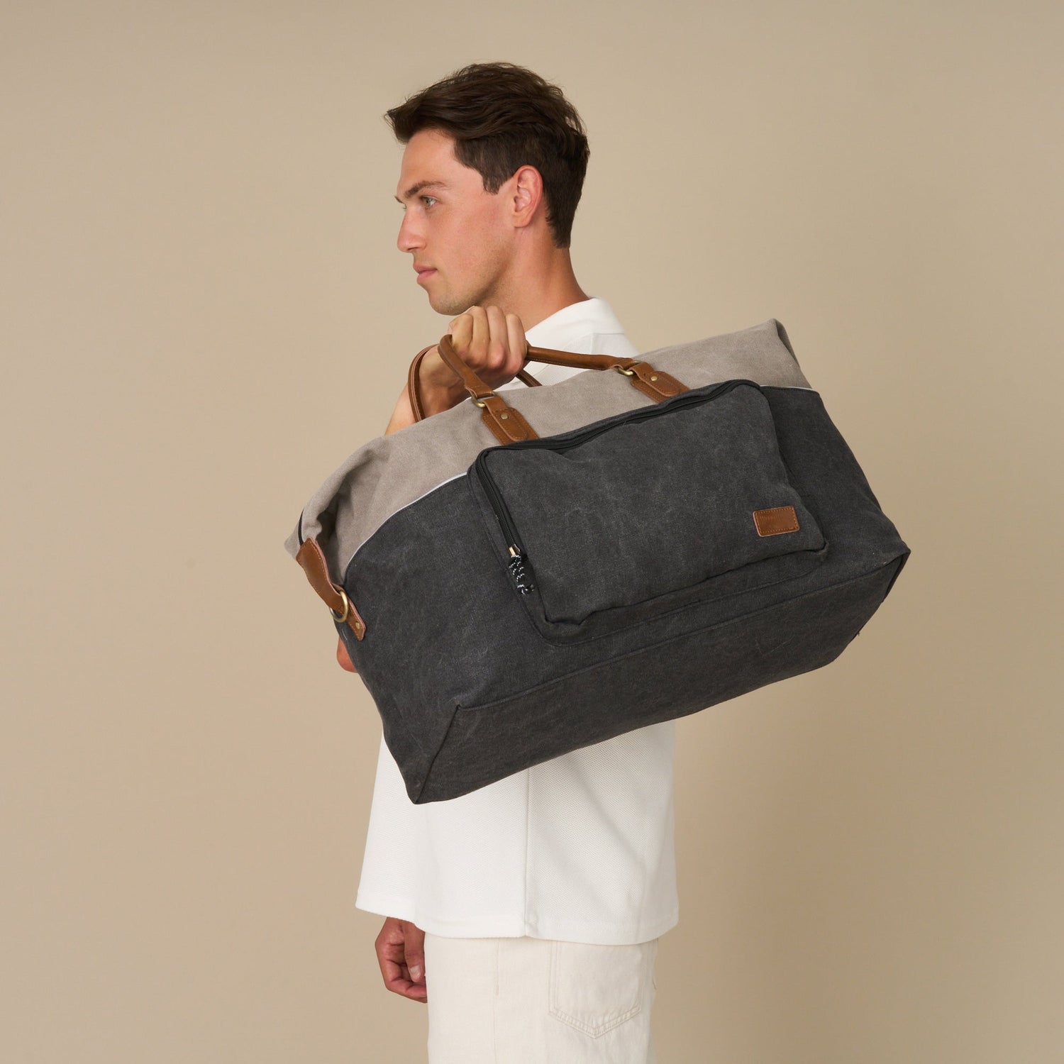 Dallas Two-tone Premium Canvas and Leather Weekend Bag - Woodstock Leather