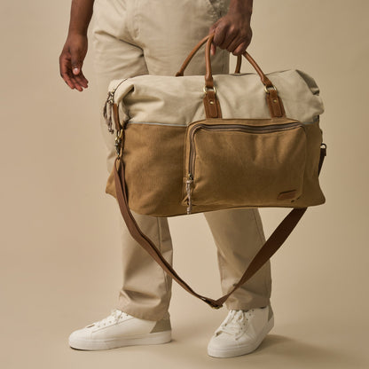 Dallas Two-tone Premium Canvas and Leather Weekend Bag - Woodstock Leather