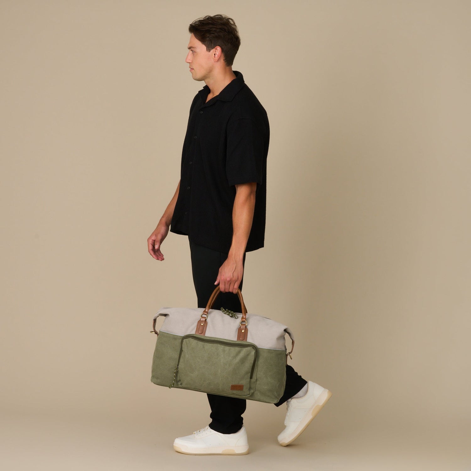 Dallas Two-tone Premium Canvas and Leather Weekend Bag - Woodstock Leather