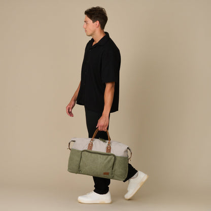 Dallas Two-tone Premium Canvas and Leather Weekend Bag - Woodstock Leather