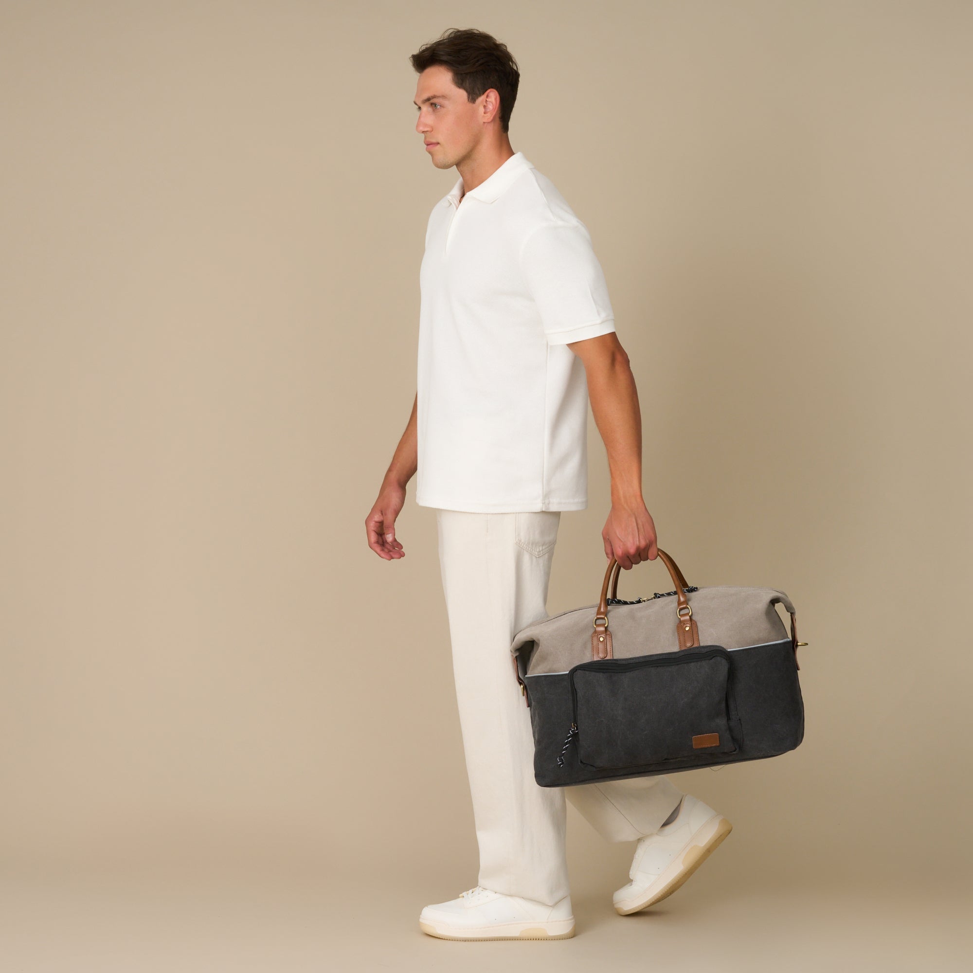 Dallas Two-tone Premium Canvas and Leather Weekend Bag - Woodstock Leather