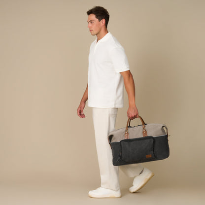 Dallas Two-tone Premium Canvas and Leather Weekend Bag - Woodstock Leather