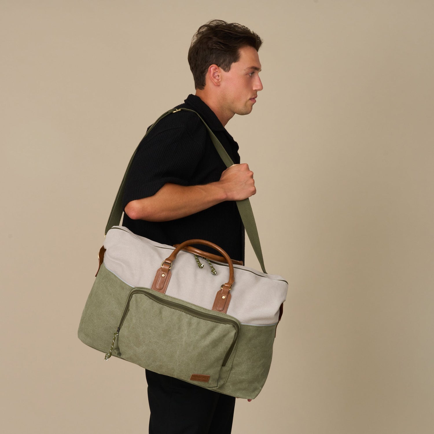 Dallas Two-tone Premium Canvas and Leather Weekend Bag - Woodstock Leather