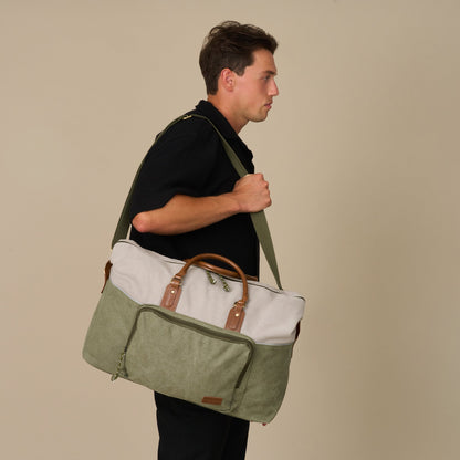 Dallas Two-tone Premium Canvas and Leather Weekend Bag - Woodstock Leather