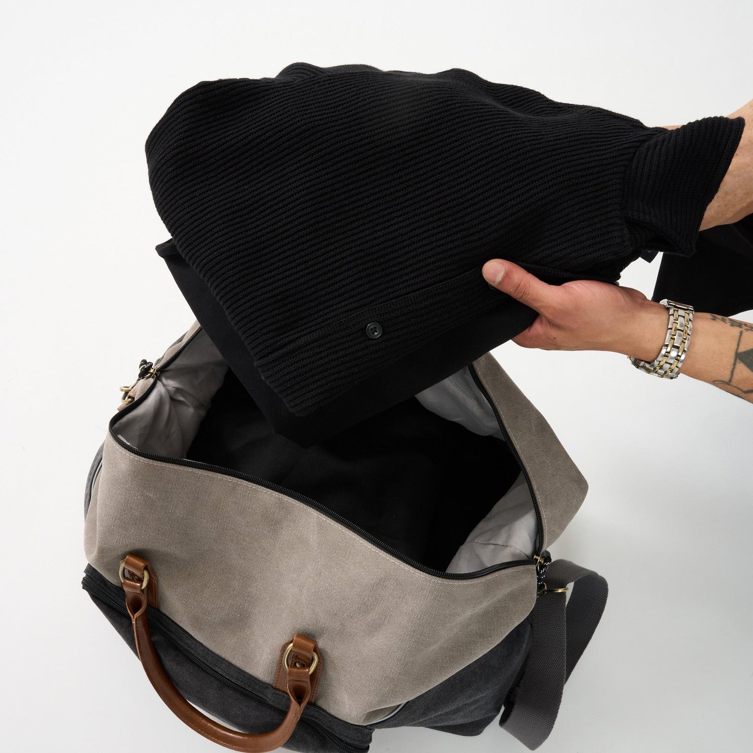Dallas Two-tone Premium Canvas and Leather Weekend Bag - Woodstock Leather