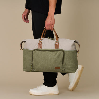Dallas Two-tone Premium Canvas and Leather Weekend Bag - Woodstock Leather