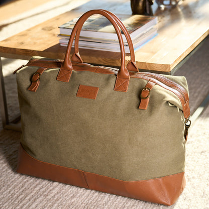 Hudson Canvas and Leather Weekender Bag - Woodstock Leather