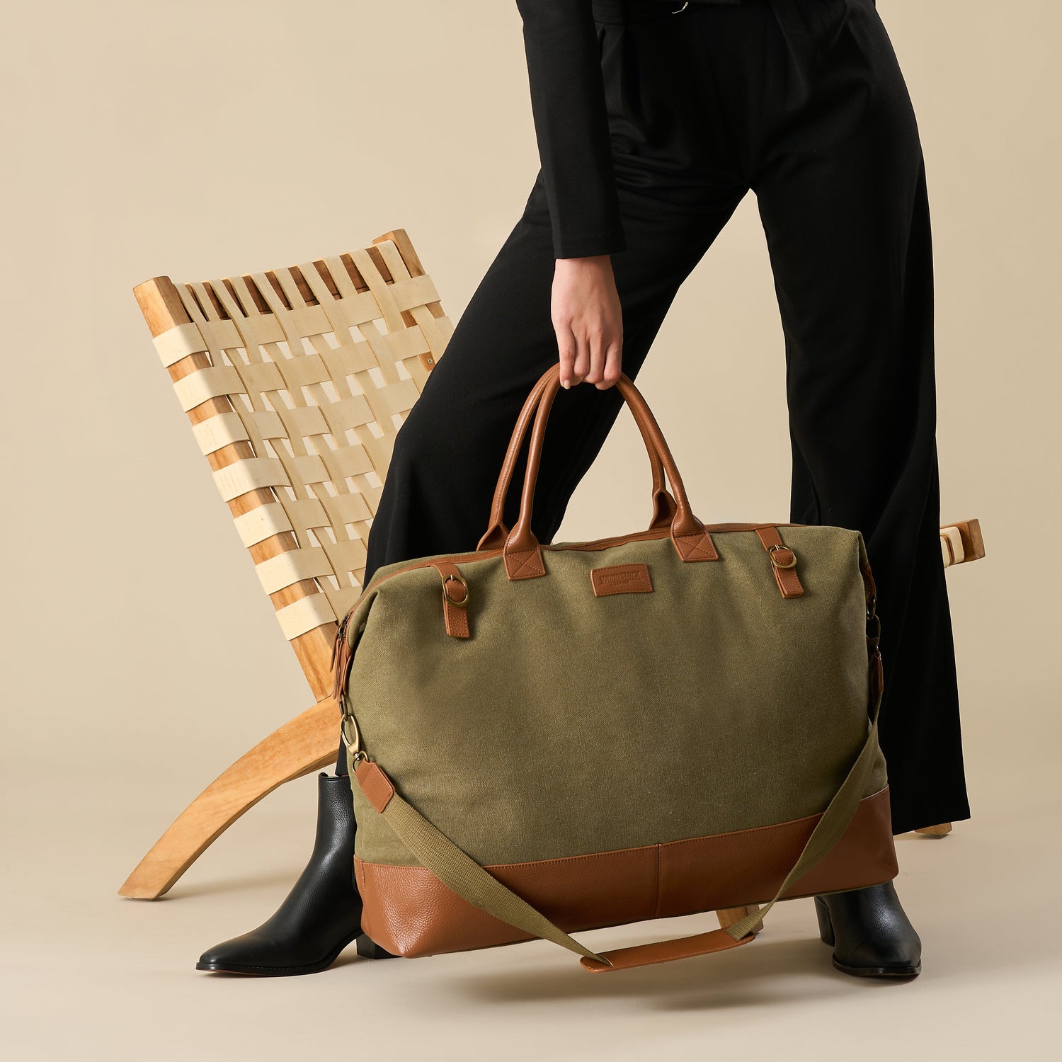 Hudson Canvas and Leather Weekender Bag - Woodstock Leather