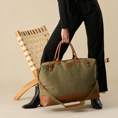 Hudson Canvas and Leather Weekender Bag - Woodstock Leather