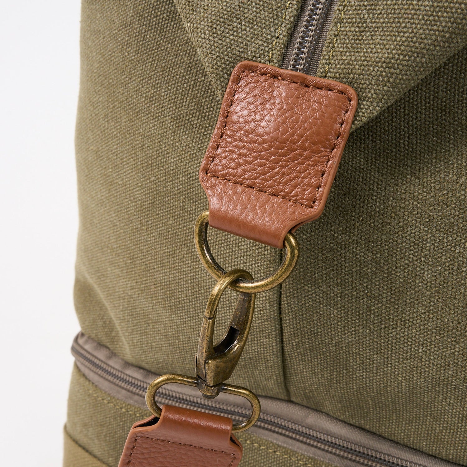 Kingsley Double Layer Canvas and Leather Duffel with Shoe Compartment - Woodstock Leather