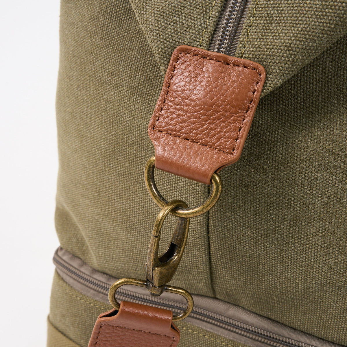 Kingsley Double Layer Canvas and Leather Duffel with Shoe Compartment - Woodstock Leather