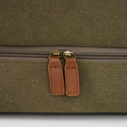 Kingsley Double Layer Canvas and Leather Duffel with Shoe Compartment - Woodstock Leather