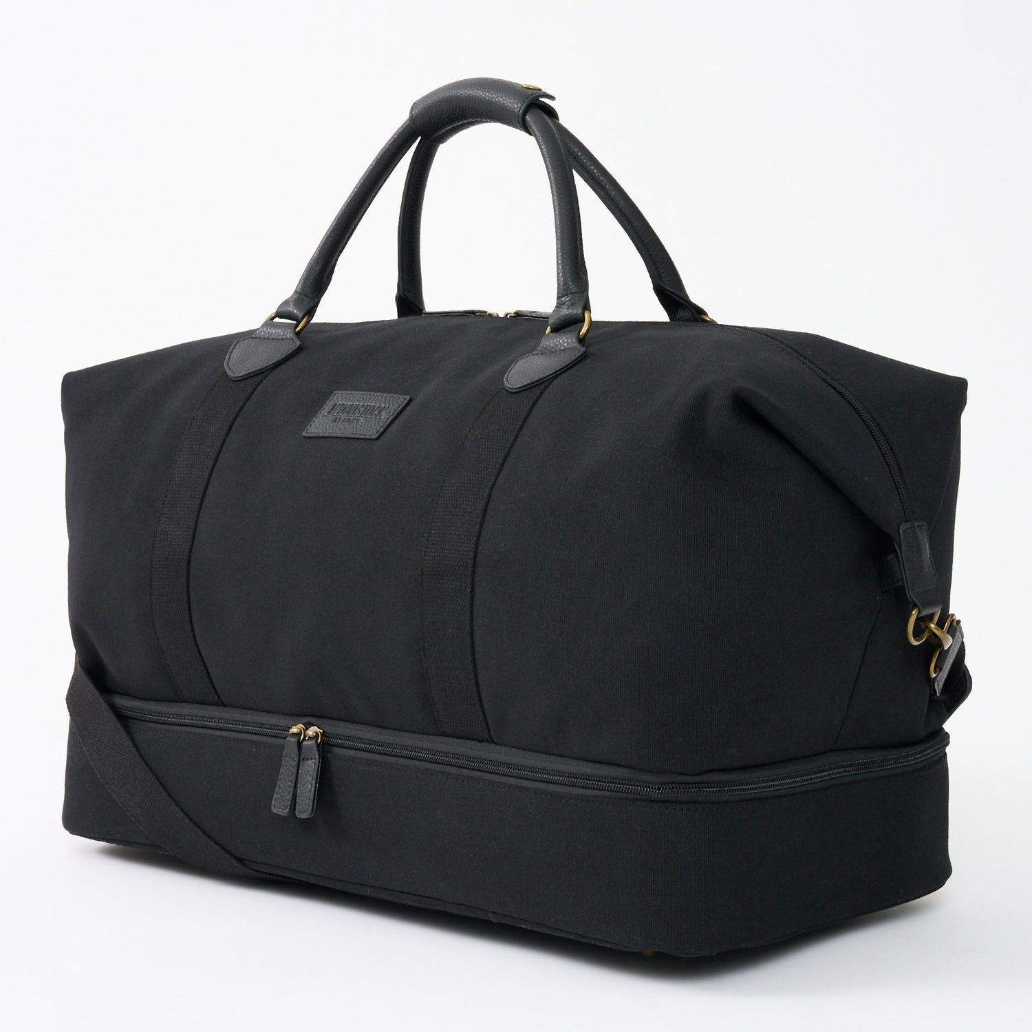 Kingsley Double Layer Canvas and Leather Duffel with Shoe Compartment - Woodstock Leather