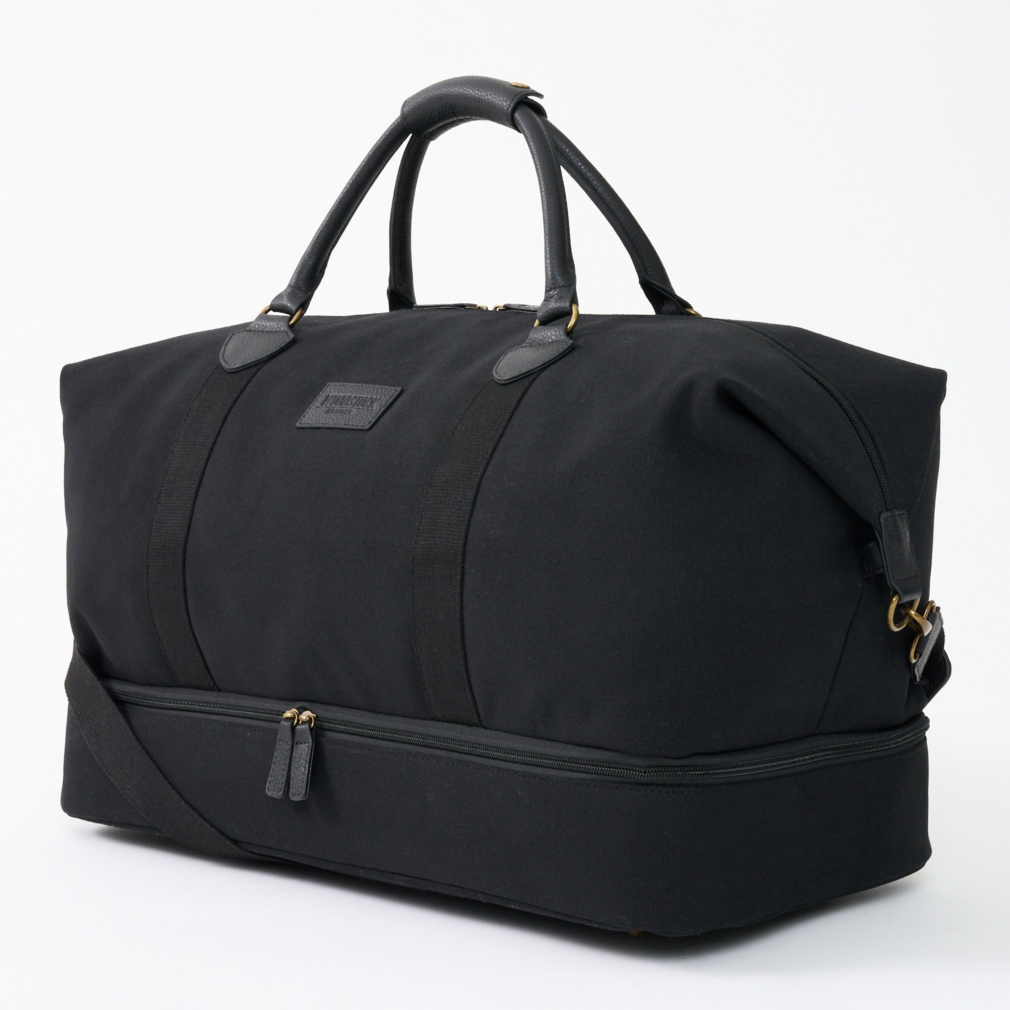 Kingsley Double Layer Canvas and Leather Duffel with Shoe Compartment - Woodstock Leather